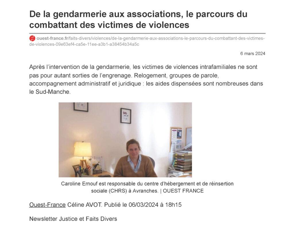 Article de ouest-france : De-la-gendarmerie-aux-associations-le-parcours-du-combattant-des-victimes-de-violences