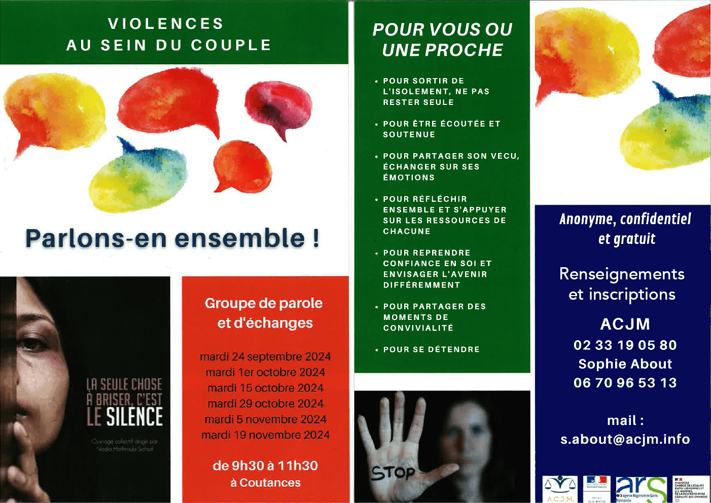 Image du flyer : Groupe de parole 2024 ACJM Coutances