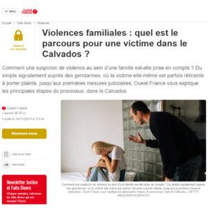 image de l'article Ouest-France sur le parcours pour une victime de violences familiales dans le Calvados