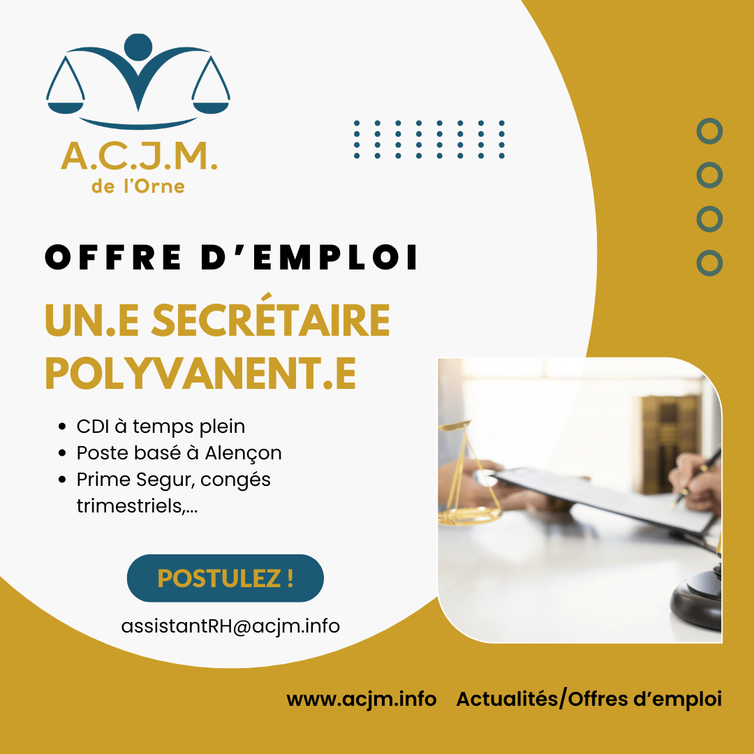 l’acjm recrute secretaire polyvalente