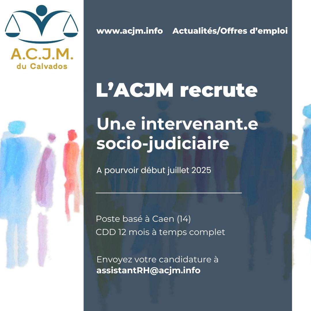 visuel ACJM Calvados recrute intervenant.e socio-judiciaire