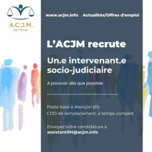ACJM Orne recrute intervenant.e socio-judiciaire