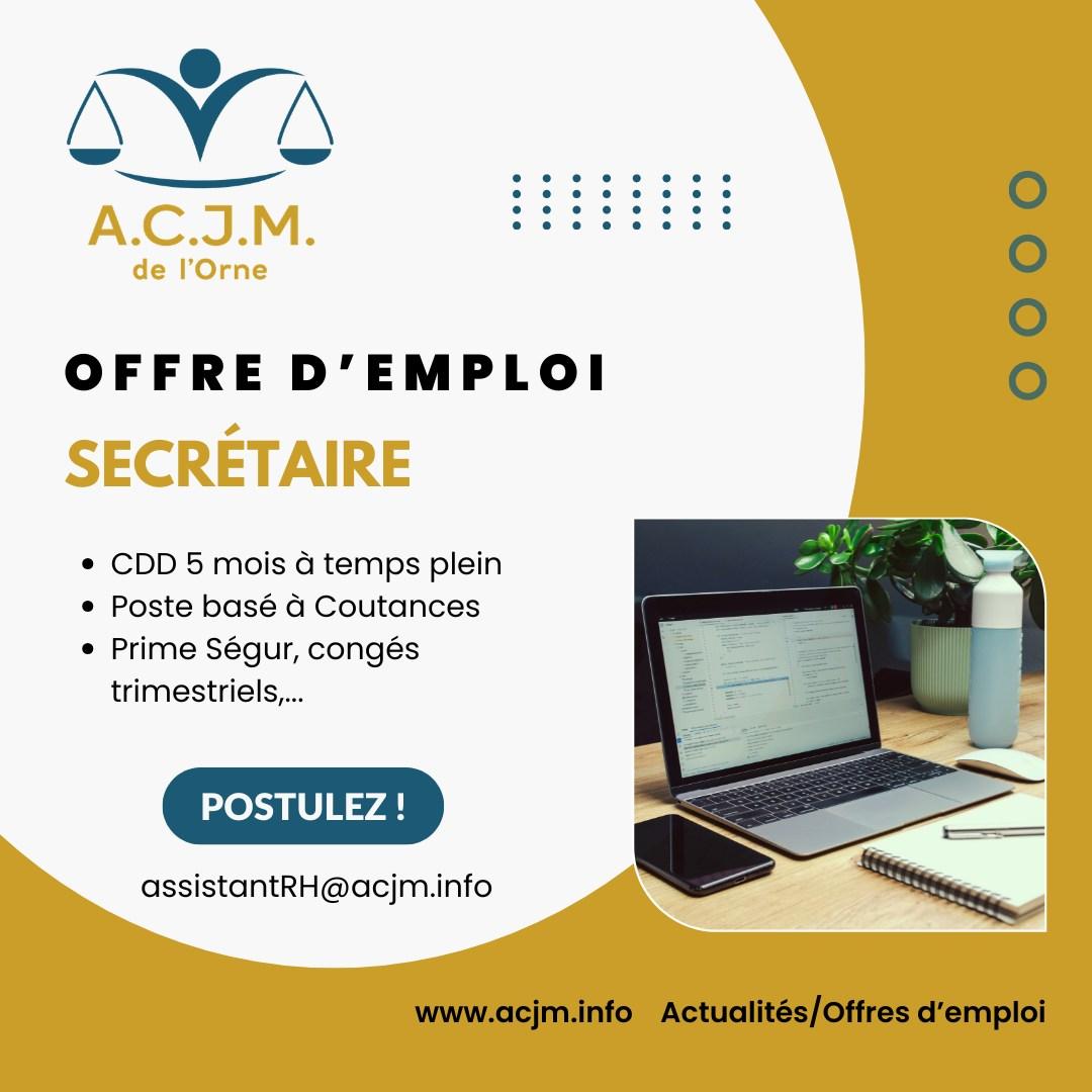 ACJM recrute secrétaire CDD Coutances